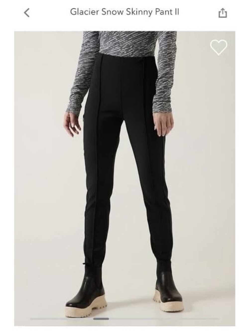 ATHLETA Glacier Snow Skinny Pant II Size 10 Tall Black SKI #985570